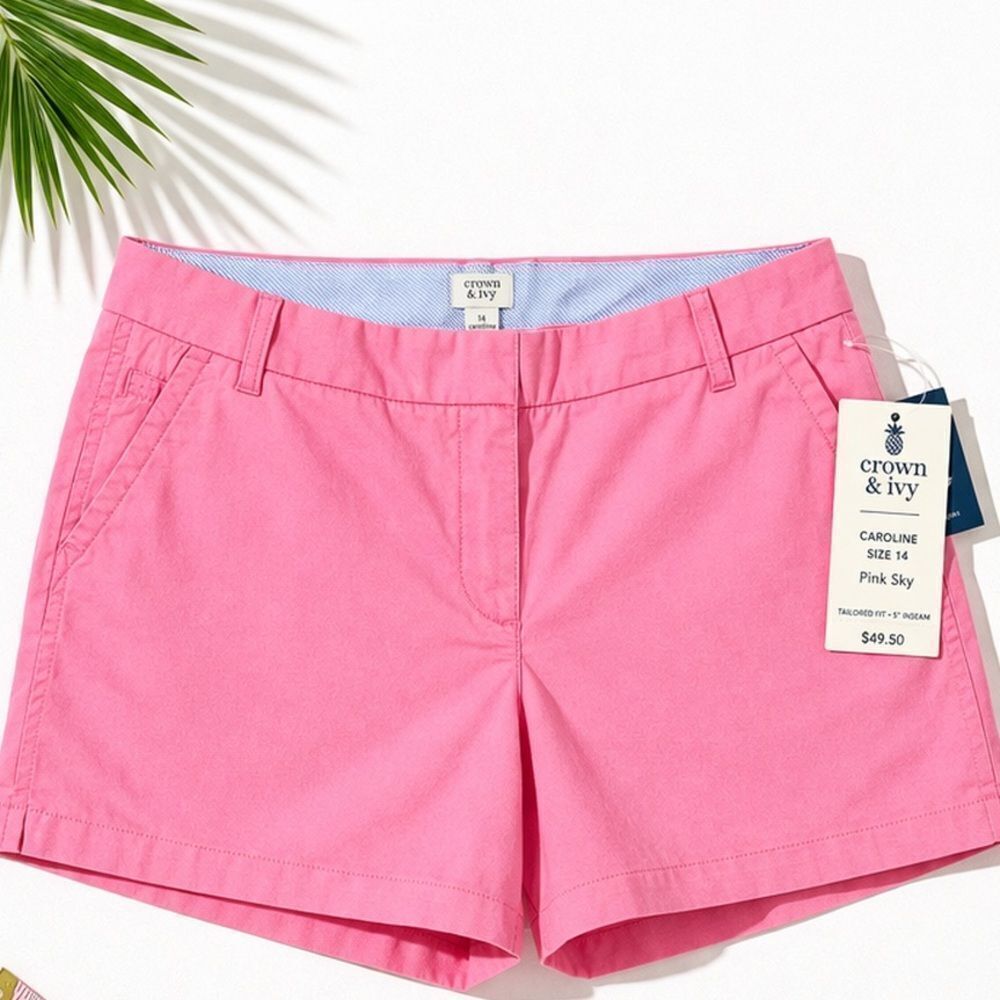 💖 Crown & Ivy Caroline Shorts in Pink Sky, Size 14, 5” Inseam. NEW with tags!